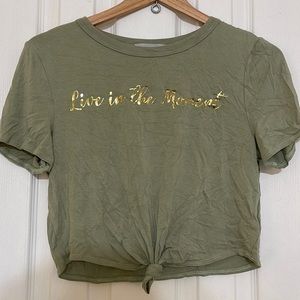 Green Front Knot Crop Top - Live in the Moment
